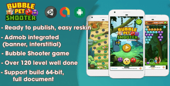 Bubble Shooter Pet – Unity Complete Project (Android + iOS + AdMob)