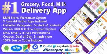 Grocery and Vegetable Delivery Android App with Admin Panel | Multi-Store with 3 Apps