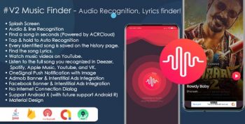 Music Finder - Audio Recognition, Lyrics finder, Trending & Search Music, Shazam Clone with Admob