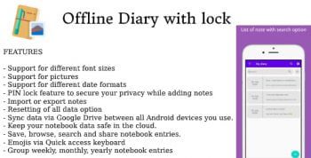 Offline diary with lock android full app code with facebook ads integration