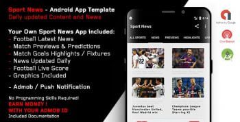 Sport News - Football Android App Template (Admob/Push)