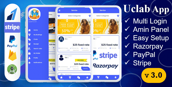 U Clab Service App | Service At Home | Multi Payment Gateways Integrated | Multi Login