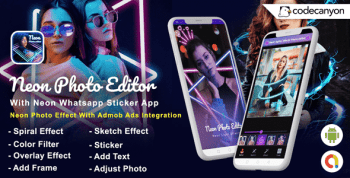 Android Neon Photo Editor with Whatsapp Sticker – Neon Spiral Light Effect (Android 10 Supported)