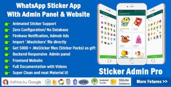 StickerAdmin Pro : WhatsApp Stickers App with admin panel + Website (Animated Sticker) – 2021