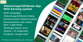 Video/Image/Gif/Quote App With Earning system (Reward points)