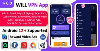 WILL VPN App – VPN App With Admin Panel | Secure VPN & Fast VPN | Refer & Earn | Reward Lucky Wheel