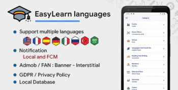 EasyLearn languages | AdMob | FAN | FCM Push Notification