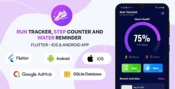 Run Tracker, Step Counter and Water Reminder – Flutter Android & iOS App (20 Languages)