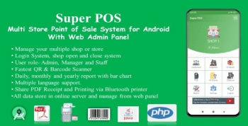 Super POS-Multi Store Point of Sale System for Android with Web Admin Panel
