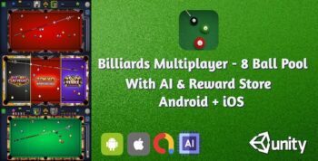 Billiards Multiplayer – 8 Ball Pool With AI & Reward Store | AdMob Ads | Unity | Android + iOS